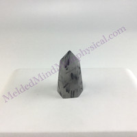 MeldedMind Tourmalinated Quartz Obelisk 1.50in Natural Black & White Crystal 017