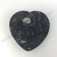 MeldedMind Orthoceras Heart Incense Holder 4.86in Natural Black Stone 061