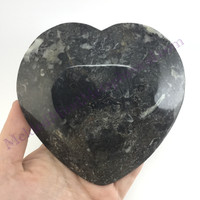 MeldedMind Orthoceras Heart Incense Holder 4.75in Natural Black Stone 064