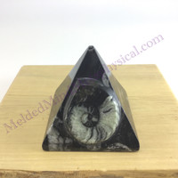 MeldedMind Orthoceras Pyramid 2.50in Natural Black Stone 073