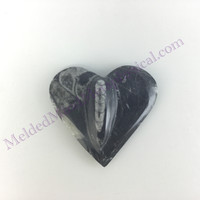 MeldedMind Orthoceras Raised Heart 2.63in Natural Black Stone 150