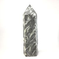 MeldedMind Shell Jasper Obelisk 9.5in Natural Grey Crystal Tower Point 160