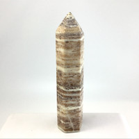 MeldedMind Calcite, Jasper,& Quartz Obelisk 6.75in Brown Crystal Tower Point 172