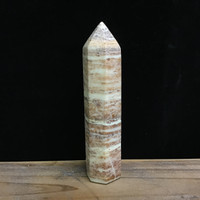 MeldedMind Calcite, Jasper,& Quartz Obelisk 6.75in Brown Crystal Tower Point 172