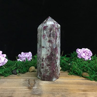 MeldedMind Polished Red Tourmaline Obelisk Point 5.5in Tower Rubellite 196