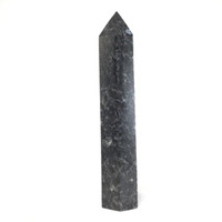 MeldedMind Larvikite Obelisk Point 9.75in Natural Black Crystal Blue Pearl 155