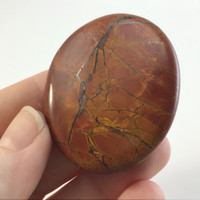 MeldedMind Natural Red River Jasper Palm Smooth Worry Stone 2in Black Yellow 080