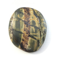 MeldedMind Natural River Jasper Palm Smooth Worry Stone 2in Grey Brown Green 068