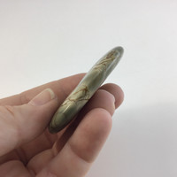 MeldedMind Natural River Jasper Palm Smooth Worry Stone 2in Grey Brown Green 069