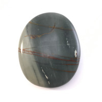 MeldedMind Natural River Jasper Palm Smooth Worry Stone 2in Grey Brown Green 071