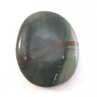 MeldedMind Natural River Jasper Palm Smooth Worry Stone 2in Grey Brown Green 071