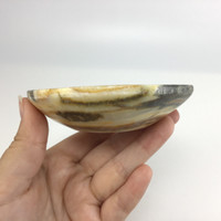 MeldedMind Natural Stone Agate Bowl 3.75 in Brown Beige Black 013