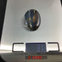 MeldedMind Blue Tiger's Eye Palm Stone 2in Flash Smooth Natural 062