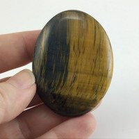 MeldedMind Blue Tiger's Eye Palm Stone 2.09in Flash Smooth Natural 058