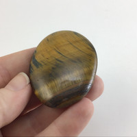 MeldedMind Blue Tiger's Eye Palm Stone 1.99in Flash Smooth Natural 060