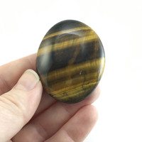 MeldedMind Blue Tiger's Eye Palm Stone 1.97in Flash Smooth Natural 064