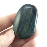 MeldedMind Blue Tiger's Eye Palm Stone 1.99in Flash Smooth Natural 065