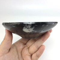 MeldedMind Orthoceras Bowl with Clear Quartz Tumbles Natural Black Stone 288