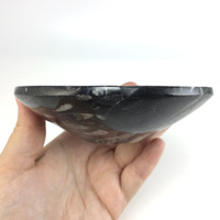 MeldedMind Orthoceras Bowl with Clear Quartz Tumbles Natural Black Stone 287