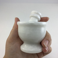 MeldedMind One (1) 2in White Marble Mortar & Pestle Herb Grinding Cook 097