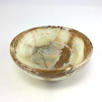 MeldedMind Natural Stone Green Onyx Bowl 4 in Natural Brown Beige Crystal 119