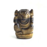 MeldedMind Hand Carved Golden Tiger's Eye Ganesha 1.49in Polished Crystal 177