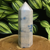 MeldedMind Manganese in Quartz Obelisk Point 5.50in Natural Blue Crystal 206