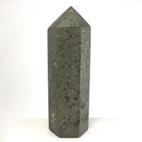 MeldedMind Natural Pyrite Obelisk Point Tower 6.50in Natural Gray Crystal 201