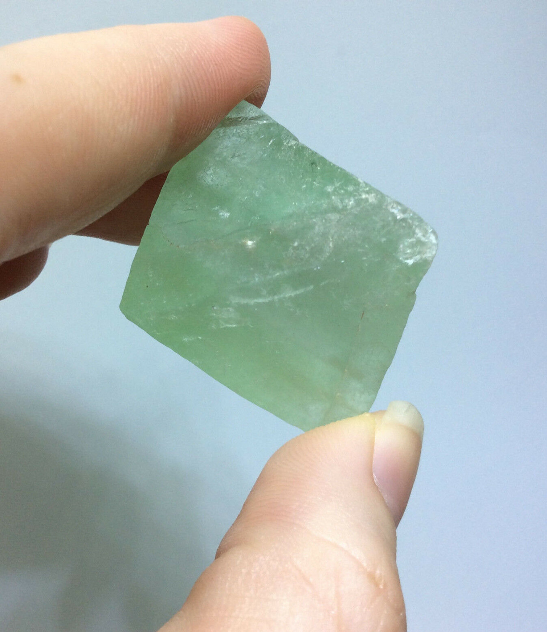 Rough Green Fluorite Cleavage Octahedron 36mm #12 Fluorspar