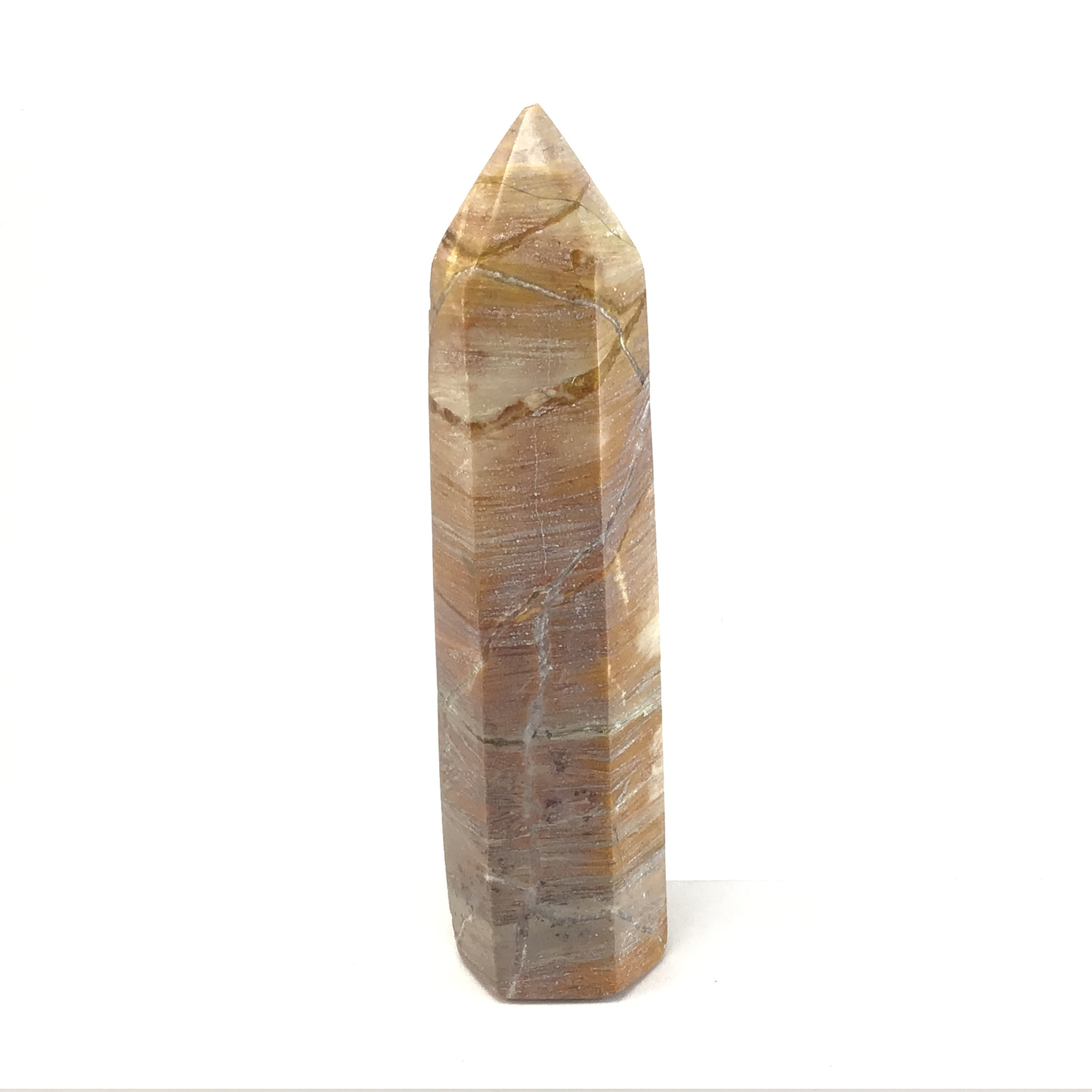 MeldedMind Calcite, Jasper, & Quartz Obelisk 5.75in Brown Crystal 