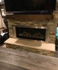 Classico travertine fireplace hearth with beveled top edge and honed finish.