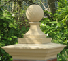 Custom pyramidal peaked pier. pillar or column cap with ball finial.