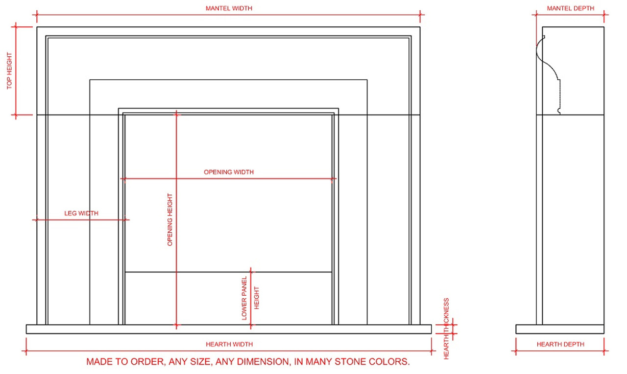 Atlanta Fireplace Drawing.
Drawing details are customizable and can be modified in any way.