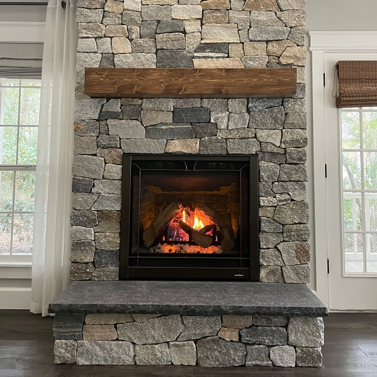 wood fireplace hearth