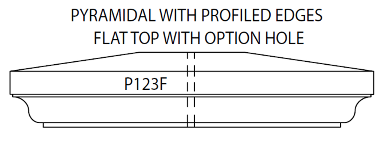 Pyramidal column cap with flat top and optional hole, any size, made to order, shipped nationwide.