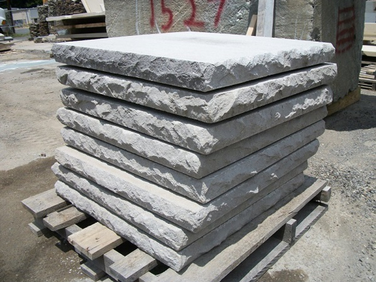 Chiseled flat or pyramidal bluestone sandstone column pier caps