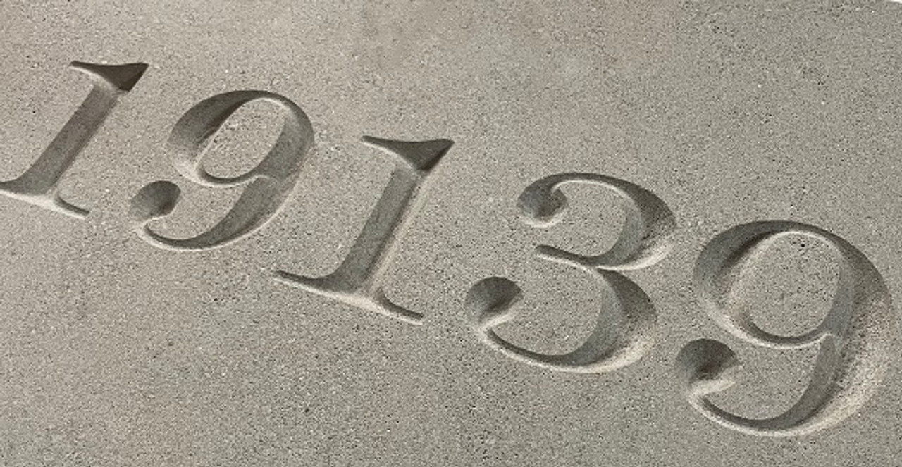 Example of V-groove carved and engraved address sign detail.