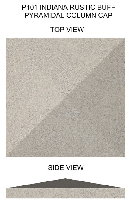 Indiana rustic buff limestone pyramidal column cap