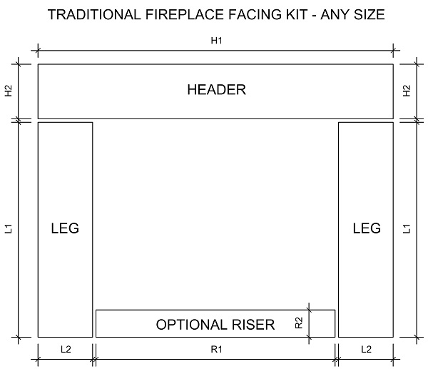 Traditional fireplace facing kit