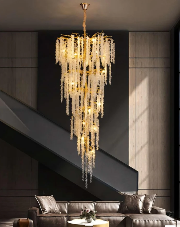 Ice Drops Winter Tree Branch Art Glass Chandelier Lighting