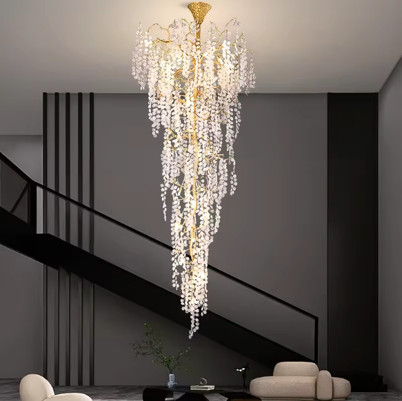Ice Drops Winter Tree Branch Art Glass Chandelier Lighting