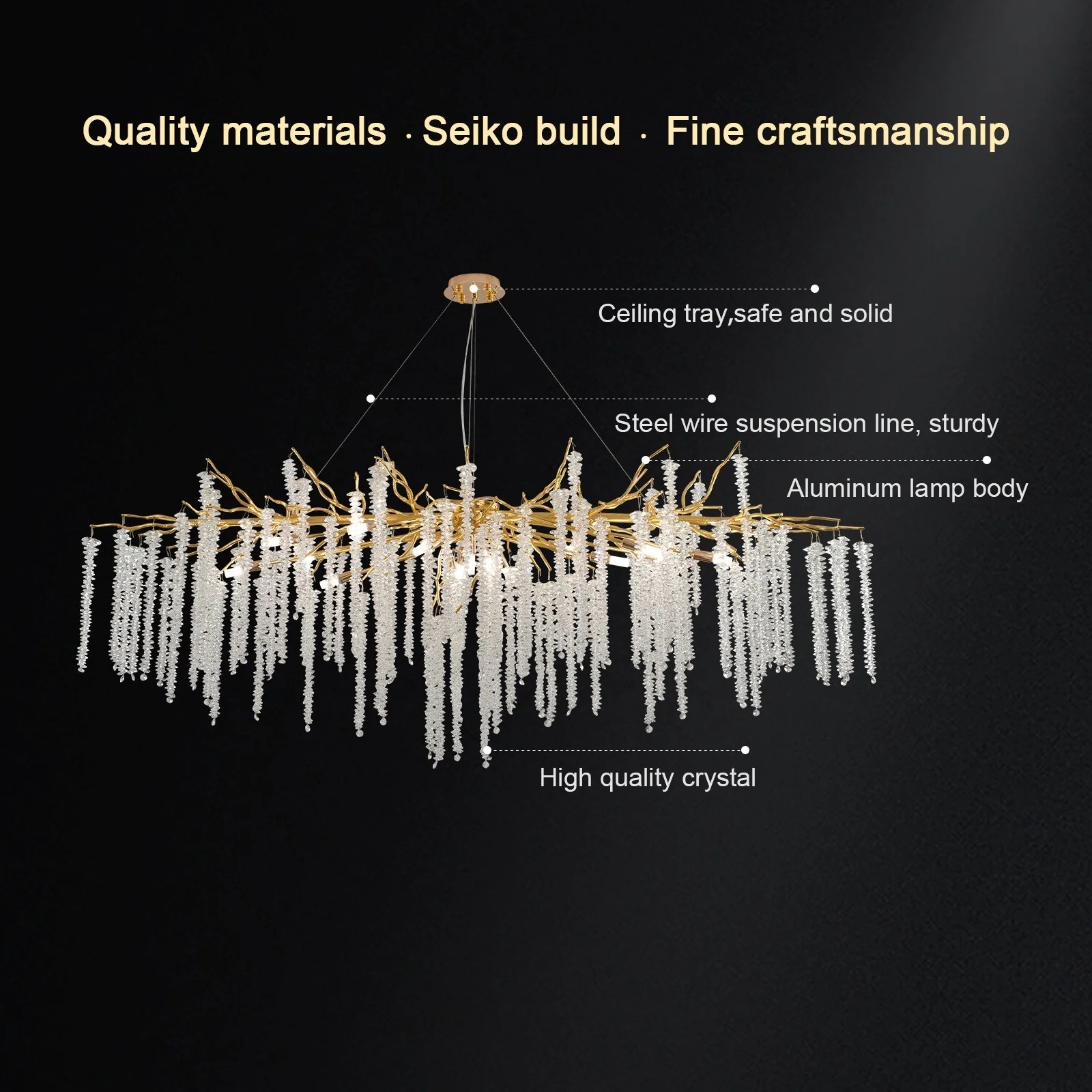 Ice Drops Winter Tree Branch Art Glass Chandelier Lighting