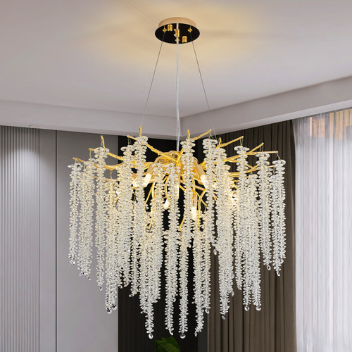 Ice Drops Winter Tree Branch Art Glass Chandelier Lighting