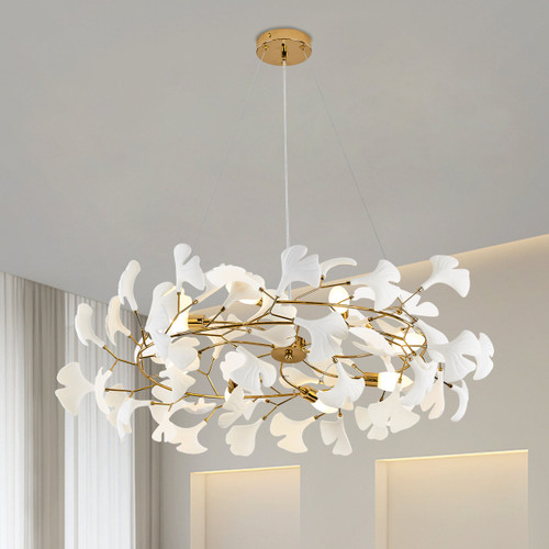 Ceramic Ginkgo Leaves Hanging Ceiling Fixture