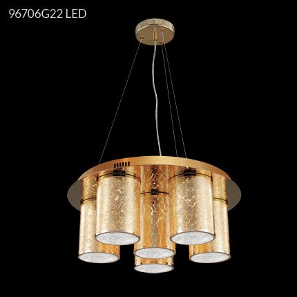 6  Light, Gold Leaf Chandelier