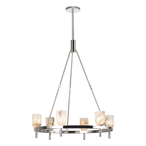 Lucian 32-in Polished Nickel/Alabaster 6 Lights Chandeliers