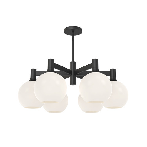 Castilla 29-in Matte Black/Opal Matte Glass 6 Lights Chandeliers
