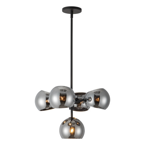 Willow 18-in Matte Black/Smoked Solid Glass 5 Lights Chandeliers