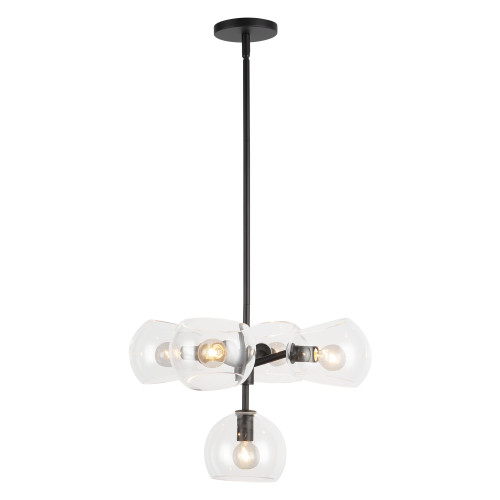 Willow 18-in Clear Glass/Matte Black 5 Lights Chandeliers