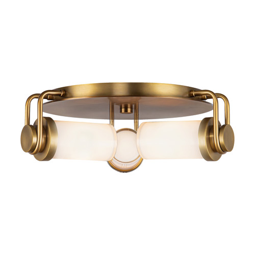 Wynwood 17-in Vintage Brass/Glossy Opal 3 Lights Flush Mount